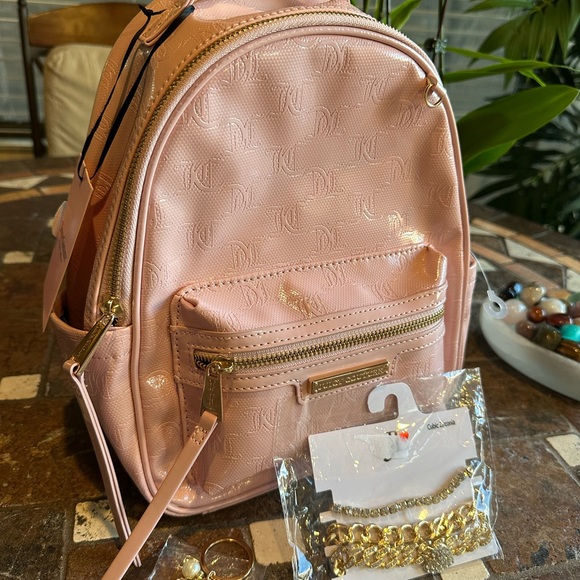 Juicy Couture Handbags - Juicy Couture Rosie Mini Backpack Pink Diamond NWT Gold CZ Bracelets Purse Charm